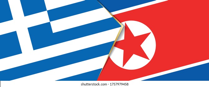 Banderas de Grecia y Corea del Norte, dos banderas vectoriales símbolo de relación o confrontación.
