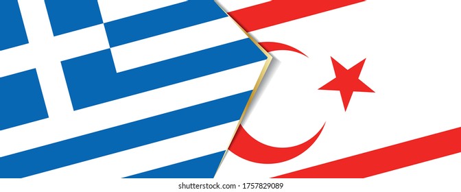 Greece and Northern Cyprus flags, two vector flags symbol of relationship or confrontation.