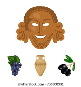 Greece, olive, branch, vase .Greece set collection icons in cartoon style vector symbol stock illustration web.