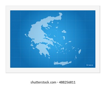 Greece on blueprint on a white background.