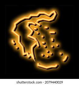 greece on the map neon light sign vector. Glowing bright icon greece on the map sign. transparent symbol illustration