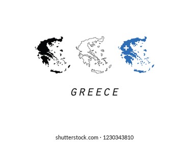 Greece outline map country shape national borders