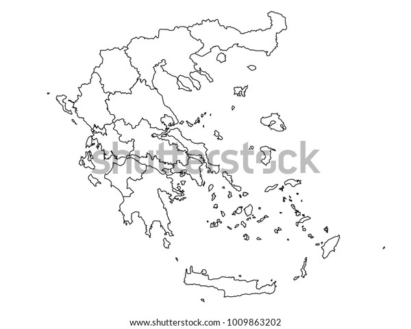 Greece Outline Map Detailed Isolated Vector Stock Vector (Royalty Free ...