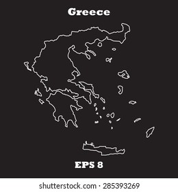 Greece outline map, stroke. Name of country. Line style. Vector EPS8
