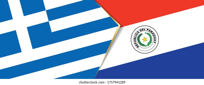 Griechenland und Paraguay Flaggen, zwei Vektorflaggen Symbol für Beziehung oder Konfrontation.