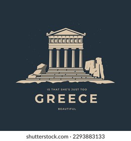 Greece, the parthenon temple logo