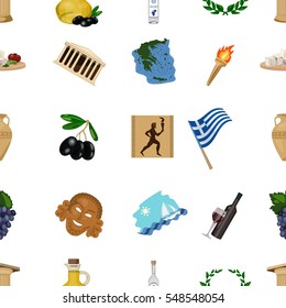 Greece pattern icons in cartoon style. Big collection of Greece vector symbol stock illustration