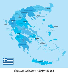 Karte der Regionen mit Vektorbild Griechenland