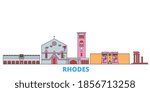 Greece, Rhodes line cityscape, flat vector. Travel city landmark, oultine illustration, line world icons