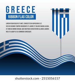 Greece ribbon flag with Pennant flag and decoration