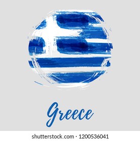Greece round flag background. Abstract grunge brushed flag of Greece. Template for national holiday background, banner, poster, etc.