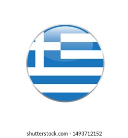 Greece round flag . closy flag of Greece - vector button. 