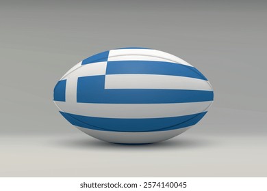 Greece rugby ball featuring the national flag design on a gray background