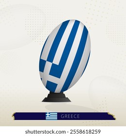 Greece Rugby Ball on Rugby Kicking Tees with Modern Design. Illustration perfect for sports, national pride, and rugby-related projects.