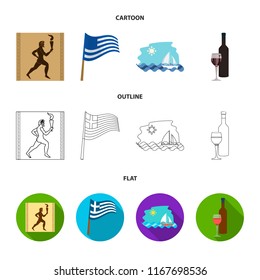 Greece, running, wine, flag .Greece set collection icons in cartoon,outline,flat style vector symbol stock illustration web.