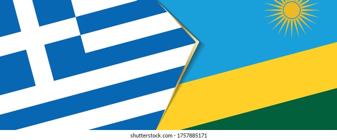 Greece and Rwanda flags, two vector flags symbol of relationship or confrontation.