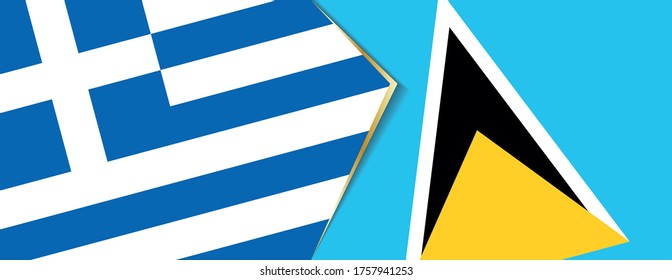 Banderas de Grecia y Santa Lucía, dos banderas vectoriales símbolo de relación o enfrentamiento.