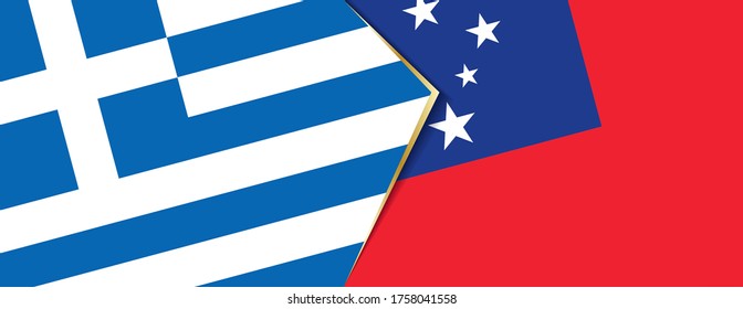 Greece and Samoa flags, two vector flags symbol of relationship or confrontation.