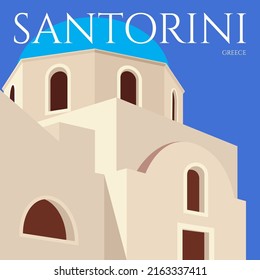 Greece Santorini Architecture Vector Illustration