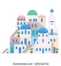 Greece, Santorini, vector illustration. Print on clothes, cards
