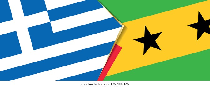 Greece and Sao Tome and Principe flags, two vector flags symbol of relationship or confrontation.