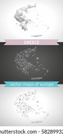 Greece. Set graphic vector maps of Greece, polygonal, grey, mosaic, triangle illustrations  