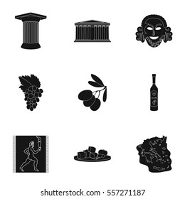 Greece set icons in black style. Big collection of Greece vector symbol stock illustration