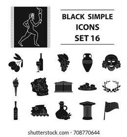 Greece set icons in black style. Big collection of Greece vector symbol stock illustration