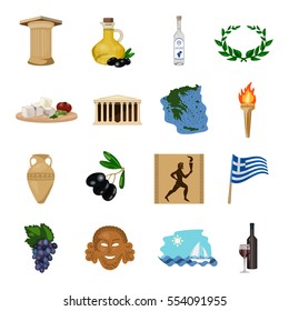 Greece set icons in cartoon style. Big collection of Greece vector symbol stock illustration