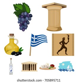 Greece set icons in cartoon style. Big collection of Greece vector symbol stock illustration