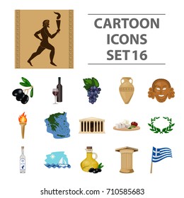 Greece set icons in cartoon style. Big collection of Greece vector symbol stock illustration