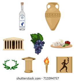 Greece set icons in cartoon style. Big collection of Greece vector symbol stock illustration