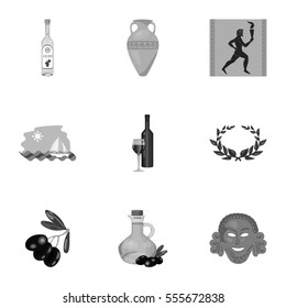 Greece set icons in monochrome style. Big collection of Greece vector symbol stock illustration
