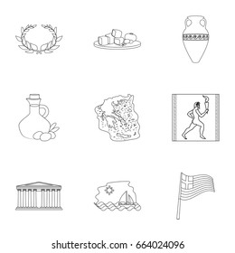Greece set icons in outline style. Big collection of Greece vector symbol stock illustration