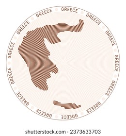 Greece shape radial arcs. Country round icon. Greece logo design poster. Superb vector illustration.