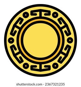 Greece shield icon outline vector. Greek roman. Antique hall color flat
