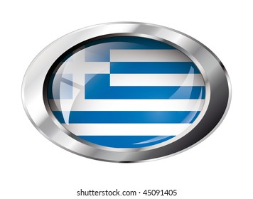 greece shiny button flag vector illustration. Isolated abstract object against white background.