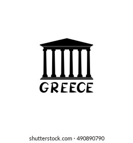 Greece sign. Greek famous landmark temple. Architectural icon with  lettering