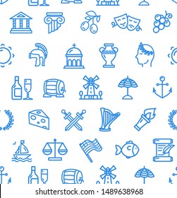 Greece Signs Seamless Pattern Background on a White for Web and App Design. Vector illustration