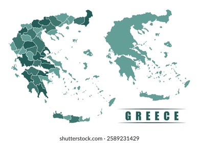 Greece simple flat political map with states border