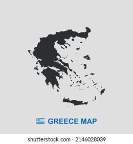 Greece simple map black and white vector icon.