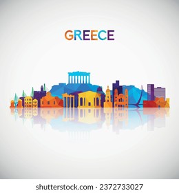 Greece skyline silhouette in colorful geometric style. Symbol for your design. Vector illustration.