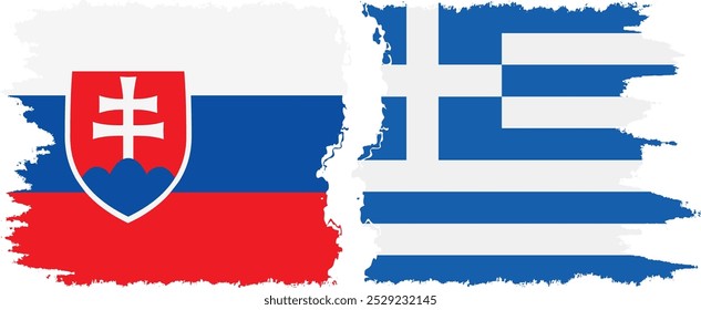 Greece and Slovakia grunge flags connection, vector