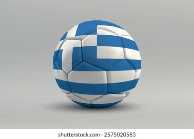 Greece soccer ball featuring the national flag design on a gray background