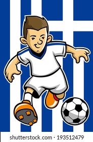Greece soccer player with flag background