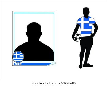greece soccer player and sticker vector