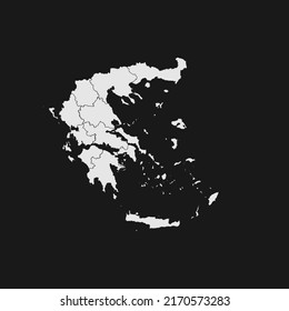 greece soft white map with black detail and background