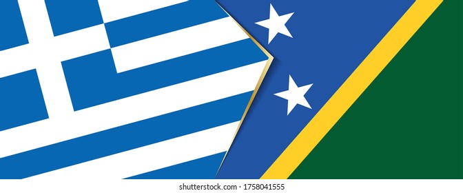 Banderas de Grecia y las Islas Salomón, dos banderas vectoriales símbolo de relación o enfrentamiento.