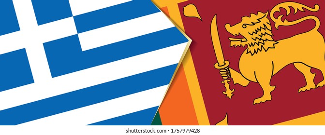 Banderas de Grecia y Sri Lanka, dos banderas vectoriales símbolo de relación o enfrentamiento.