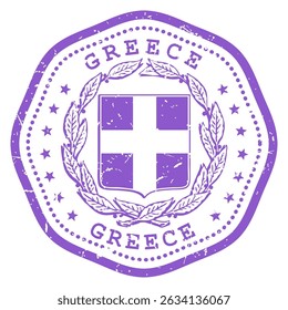 Greece stamp with state seal or coat of arms, Hellenic Republic travel stamp, shabby postmark, vector